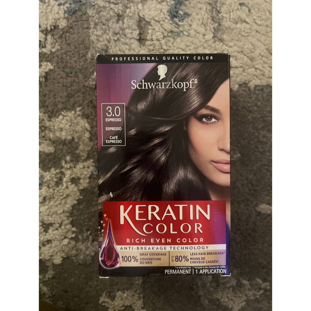 Schwarzkopf Keratin Color Permanent‎ Hair Dye 3.0 Espresso Gray Coverage New